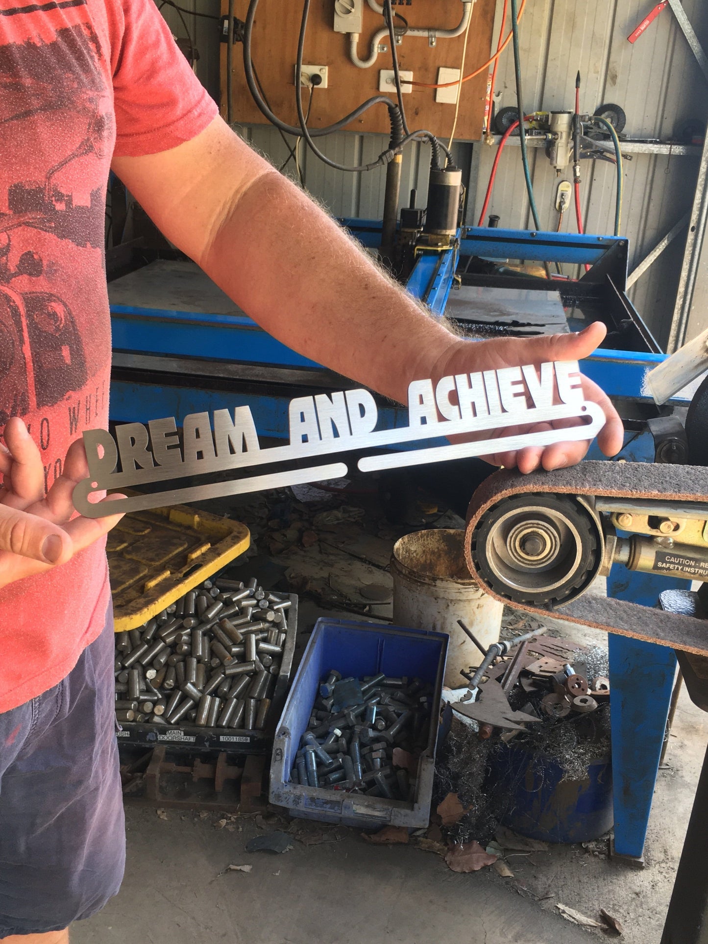 MEDAL DISPLAY IN STAINLESS DREAM AND ACHIEVE * FREE POSTAGE IN AUSTRALIA * - Australian Custom Metalwork Designs