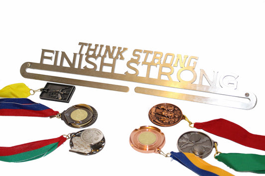Sports Medal Display in Stainless Steel THINK STRONG FINISH STRONG ** FREE POSTAGE IN AUSTRALIA ** - Australian Custom Metalwork Designs