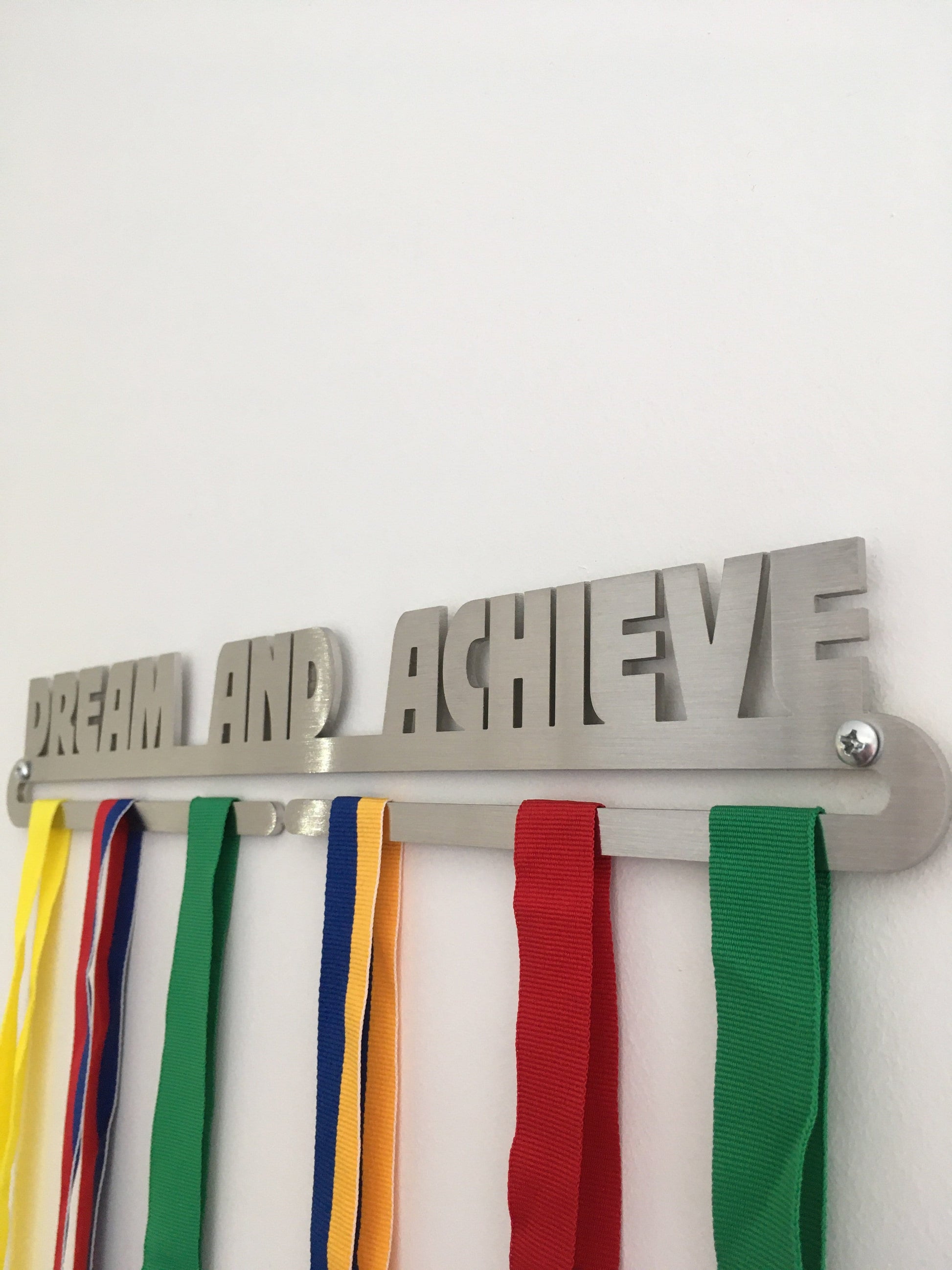 MEDAL DISPLAY IN STAINLESS DREAM AND ACHIEVE * FREE POSTAGE IN AUSTRALIA * - Australian Custom Metalwork Designs
