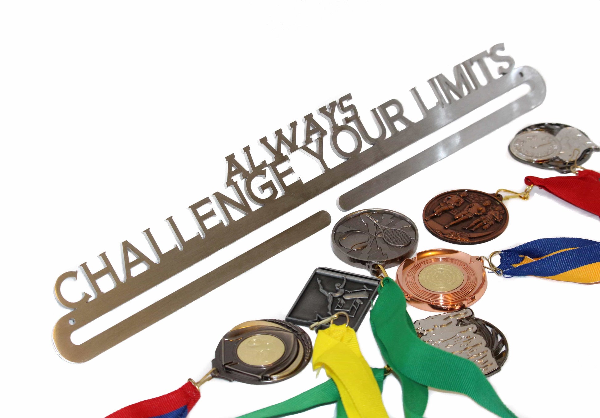MEDAL AND RIBBON HANGER - ALWAYS CHALLENGE YOUR LIMITS **FREE SHIPPING IN AUSTRALIA** - Australian Custom Metalwork Designs
